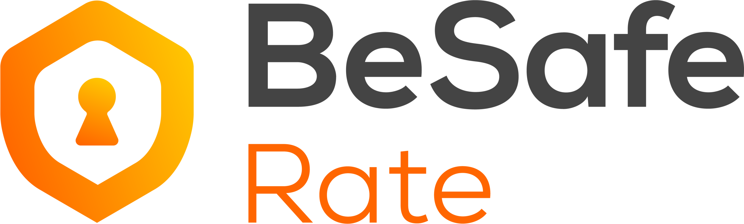 Logo di BeSafe Rate con lucchetto arancione.